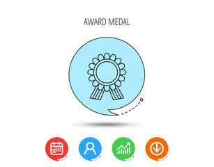 Award medal icon. Winner achievement sign.