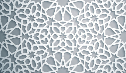Islamic ornament vector , persian motiff . White background . Light 3d ramadan islamic round pattern elements . Geometric circular ornamental arabic symbol vector . White background .