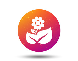 Flower icon. Florist plant with leaf sign.