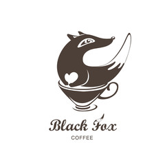 Black fox with a coffee cup on a white background vector logo design template.
Vector coffee house labels.