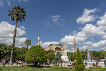 Fototapeta na wymiar Facade of the Hagia Sofia in Istanbul, Turkey, Europe