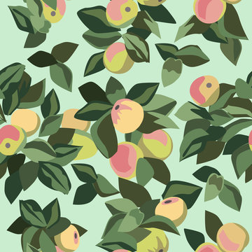 Apple and leaf seamless pattern