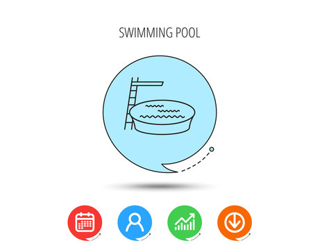 Swimming pool icon. Jumping into water sign.