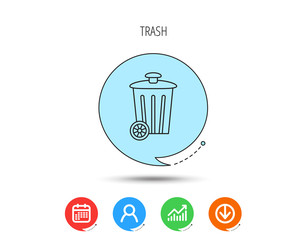 Recycle bin icon. Trash container sign.