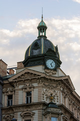 Fototapeta na wymiar Ancient clock tower view. Prague, Czech.