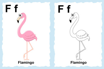 alphabet coloring book page with outline clip art to color.