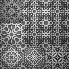 Islamic pattern . Seamless arabic geometric pattern, east ornament, indian ornament, persian motif, 3D. Endless texture can be used for wallpaper, pattern fills, web page background .