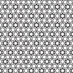 Monochrome Geometric Seamless Pattern. Black and white style pattern. Star