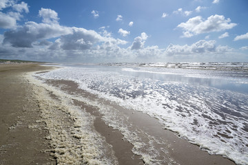 Dutch North Sea coast in Katwijk aan Zee on a stormy day