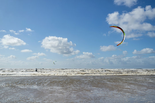 kiteboarder at the Dutch North Sea coast