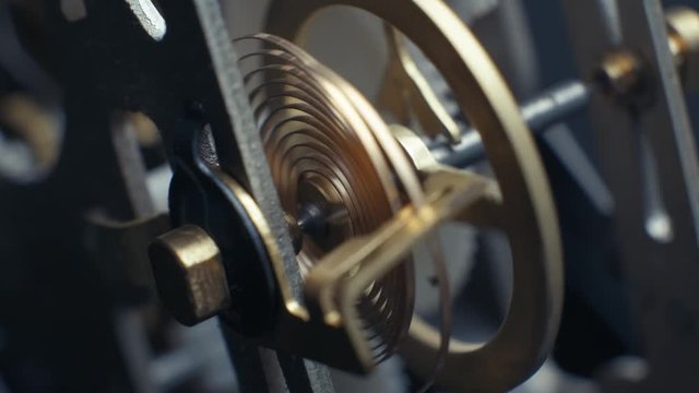 Rotating gears mechanical watches. Pendulum clock. 4K