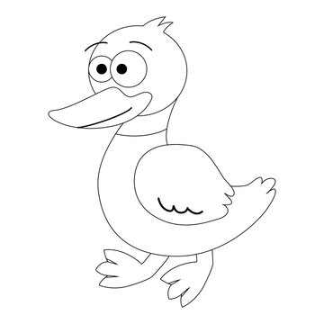 Colorles funny cartoon duck.