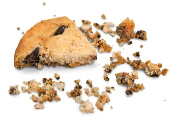 Partially eaten chocolate chip cookie