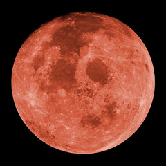 red moon, also known as blood mooon, a lunar eclipse where the moon gets a red color
