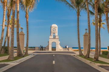 Palm Beach Island timepiece tower overlooks the ocean. Social Distance. 