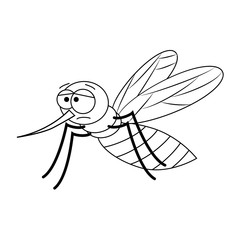 Colorless funny cartoon mosquito.