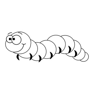 Colorless Funny Cartoon Caterpillar.