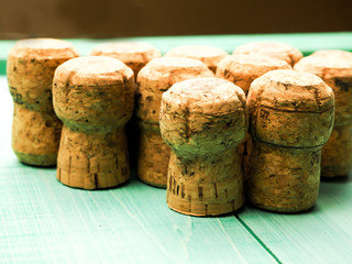 a lot of champagne corks as the background or substrate, for wine