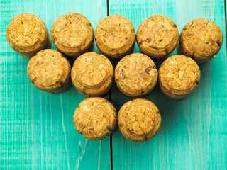 a lot of champagne corks as the background or substrate, for wine