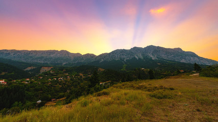 Epic sunset on Acheloos Valley