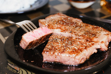 steak with marble beef spices