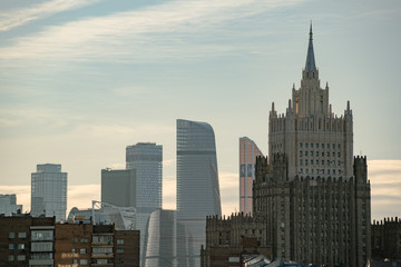 Fototapeta na wymiar city landscape Moscow City and the Foreign Ministry