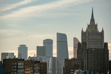 Fototapeta na wymiar city landscape Moscow City and the Foreign Ministry