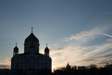 the city of Christ the Savior temple during sunset