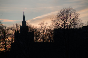 Fototapeta premium cityscape Foreign Ministry building at sunset
