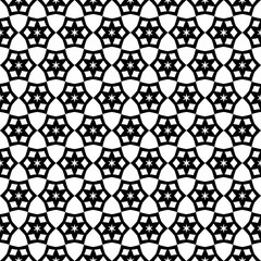 Vintage star shaped tiles seamless pattern, monochrome background