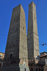 Italy, Bologna the Garisenda and the Asinelli tower. © claudiozacc
