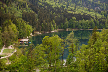 Fototapeta na wymiar Germany, the Alpsee Lake, surrounded by hilly terrain