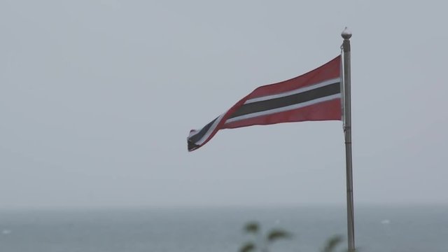 Norsk vimpel i vinden n&aelig;re sj&oslash;en i Vestfold.