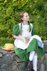 Closeup Of Young Girl In Vintage Dress