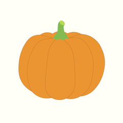 Isolated Pumpkin. Flat Design. Vector Illustration. 