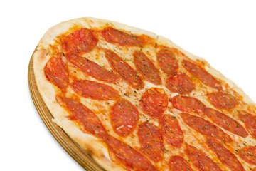 Fresh italian classic original pepperoni pizza isolated on white