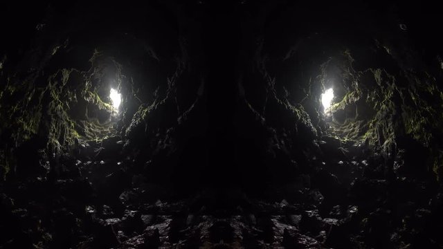Creepy morphing dark magic cavern tunnel, psychedelic abstract.mov