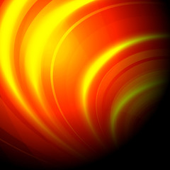 Colorful smooth light curved lines background. illustration, contains transparencies. Orange, yellow, black colors