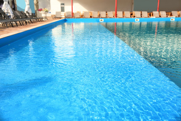 Obraz na płótnie Canvas Clear refreshing water in swimming pool