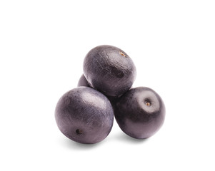 Fresh acai berries on white background
