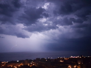 orage en mer sur Bastia