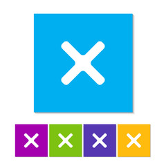 Obraz premium Remove, delete, x icon in flat style. Orange, purple, magenta, violet, yellow, green and blue color buttons