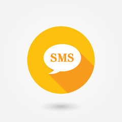 SMS icon. Flat design style with long shadow