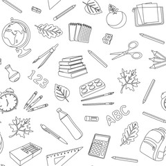 School seamless black and white pattern