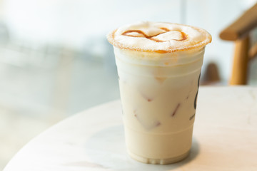 Ice Coffee, energy to work in the morning. Have a break, food and beverage concept.