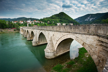 The Ottoman Mehmed Pasa Sokolovic Bridge in Visegrad, Bosnia Herzegovina.