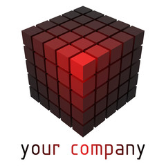 Obraz premium 3d style vector logo design with cubes. elegant black and red colors version.