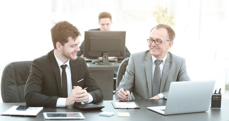 business people discussing document stock at the office