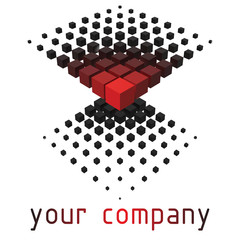 Naklejka premium 3d style vector logo design with cubes. elegant black and red colors version.