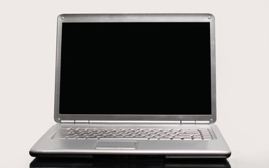 closeup of a laptop isolated on a white background